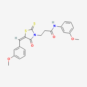molecular formula C21H20N2O4S2 B2652717 N-(3-methoxyphenyl)-3-[(5E)-5-[(3-methoxyphenyl)methylidene]-4-oxo-2-sulfanylidene-1,3-thiazolidin-3-yl]propanamide CAS No. 304674-57-5