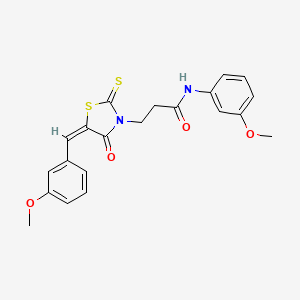 N-(3-methoxyphenyl)-3-[(5E)-5-[(3-methoxyphenyl)methylidene]-4-oxo-2-sulfanylidene-1,3-thiazolidin-3-yl]propanamide