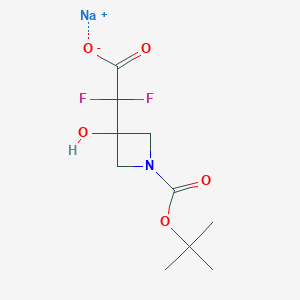 molecular formula C10H14F2NNaO5 B2652726 Sodium 2-(1-(tert-butoxycarbonyl)-3-hydroxyazetidin-3-yl)-2,2-difluoroacetate CAS No. 2172102-42-8