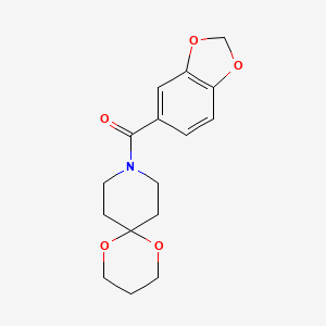 molecular formula C16H19NO5 B2652744 Benzo[d][1,3]dioxol-5-yl(1,5-dioxa-9-azaspiro[5.5]undecan-9-yl)methanone CAS No. 1328316-15-9