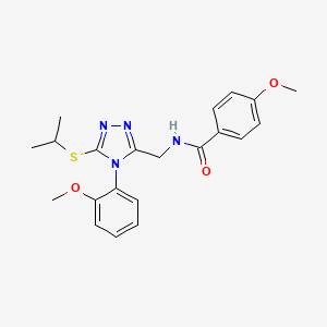 molecular formula C21H24N4O3S B2652759 N-((5-(isopropylthio)-4-(2-methoxyphenyl)-4H-1,2,4-triazol-3-yl)methyl)-4-methoxybenzamide CAS No. 476450-36-9