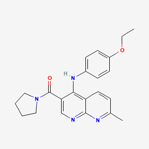 molecular formula C22H24N4O2 B2652765 N-(4-ethoxyphenyl)-7-methyl-3-(pyrrolidine-1-carbonyl)-1,8-naphthyridin-4-amine CAS No. 1251702-70-1