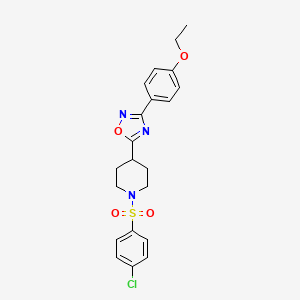 molecular formula C21H22ClN3O4S B2652767 1-(4-Chlorobenzenesulfonyl)-4-[3-(4-ethoxyphenyl)-1,2,4-oxadiazol-5-YL]piperidine CAS No. 946293-19-2