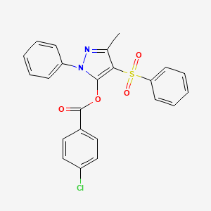 3-methyl-1-phenyl-4-(phenylsulfonyl)-1H-pyrazol-5-yl 4-chlorobenzoate