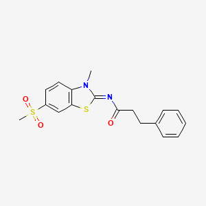N-(3-methyl-6-methylsulfonyl-1,3-benzothiazol-2-ylidene)-3-phenylpropanamide