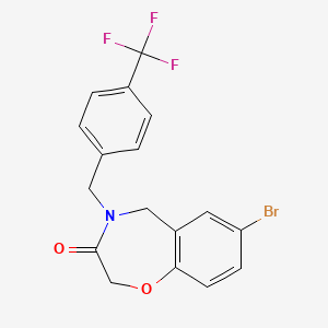 molecular formula C17H13BrF3NO2 B2652776 7-bromo-4-[4-(trifluoromethyl)benzyl]-4,5-dihydro-1,4-benzoxazepin-3(2H)-one CAS No. 1326888-60-1