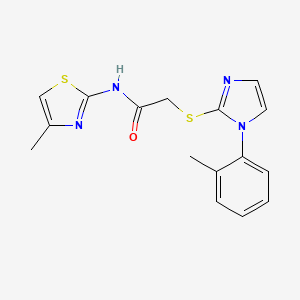 molecular formula C16H16N4OS2 B2652780 N-(4-methylthiazol-2-yl)-2-((1-(o-tolyl)-1H-imidazol-2-yl)thio)acetamide CAS No. 893373-39-2