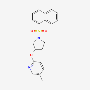 molecular formula C20H20N2O3S B2652792 5-Methyl-2-((1-(naphthalen-1-ylsulfonyl)pyrrolidin-3-yl)oxy)pyridine CAS No. 1903351-29-0