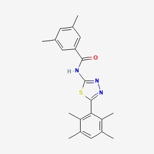 molecular formula C21H23N3OS B2652800 3,5-dimethyl-N-[5-(2,3,5,6-tetramethylphenyl)-1,3,4-thiadiazol-2-yl]benzamide CAS No. 391227-43-3