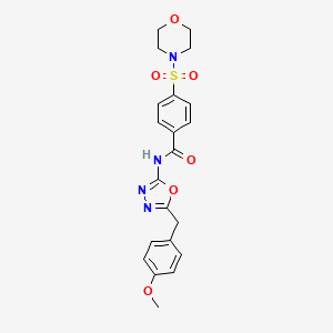 molecular formula C21H22N4O6S B2652801 N-(5-(4-methoxybenzyl)-1,3,4-oxadiazol-2-yl)-4-(morpholinosulfonyl)benzamide CAS No. 954719-09-6