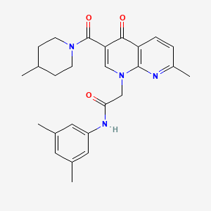 molecular formula C26H30N4O3 B2652814 N-(3,5-二甲基苯基)-2-(7-甲基-3-(4-甲基哌啶-1-羰基)-4-氧代-1,8-萘啶-1(4H)-基)乙酰胺 CAS No. 1251677-98-1