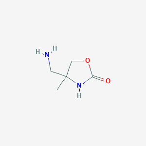 molecular formula C5H10N2O2 B2652817 4-(Aminomethyl)-4-methyl-1,3-oxazolidin-2-one CAS No. 1673553-61-1
