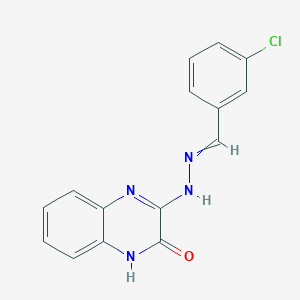 molecular formula C15H11ClN4O B2652821 3-chlorobenzenecarbaldehyde N-(3-oxo-3,4-dihydro-2-quinoxalinyl)hydrazone CAS No. 338419-74-2