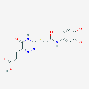 molecular formula C16H18N4O6S B2652827 3-[3-({2-[(3,4-Dimethoxyphenyl)amino]-2-oxoethyl}sulfanyl)-5-oxo-4,5-dihydro-1,2,4-triazin-6-yl]propanoic acid CAS No. 898607-65-3