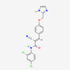 molecular formula C21H16Cl2N4O2 B2652829 (E)-2-cyano-N-(2,4-dichlorophenyl)-3-[4-[(1-methylimidazol-2-yl)methoxy]phenyl]prop-2-enamide CAS No. 1181463-45-5