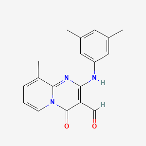 molecular formula C18H17N3O2 B2652831 2-(3,5-Dimethylanilino)-9-methyl-4-oxopyrido[1,2-a]pyrimidine-3-carbaldehyde CAS No. 306321-54-0