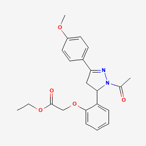 molecular formula C22H24N2O5 B2652834 ethyl 2-{2-[1-acetyl-3-(4-methoxyphenyl)-4,5-dihydro-1H-pyrazol-5-yl]phenoxy}acetate CAS No. 868212-13-9