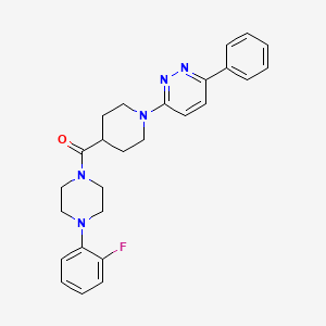 molecular formula C26H28FN5O B2652835 (4-(2-Fluorophenyl)piperazin-1-yl)(1-(6-phenylpyridazin-3-yl)piperidin-4-yl)methanone CAS No. 1105230-36-1