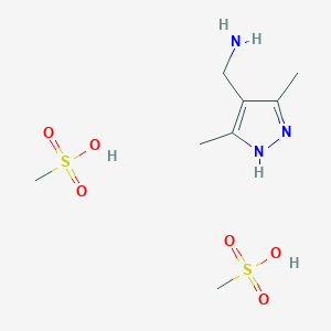 molecular formula C8H19N3O6S2 B2652839 [(3,5-dimethyl-1H-pyrazol-4-yl)methyl]amine dimethanesulfonate CAS No. 1559059-71-0