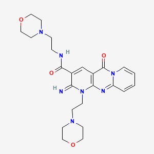 molecular formula C24H31N7O4 B2652866 2-imino-N,1-bis(2-morpholinoethyl)-5-oxo-2,5-dihydro-1H-dipyrido[1,2-a:2',3'-d]pyrimidine-3-carboxamide CAS No. 683806-92-0