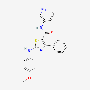 molecular formula C22H18N4O2S B2652869 2-[(4-methoxyphenyl)amino]-4-phenyl-N-(pyridin-3-yl)-1,3-thiazole-5-carboxamide CAS No. 307512-79-4