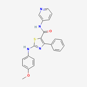 molecular formula C22H18N4O2S B2652869 2-(4-methoxyanilino)-4-phenyl-N-pyridin-3-yl-1,3-thiazole-5-carboxamide CAS No. 307512-79-4