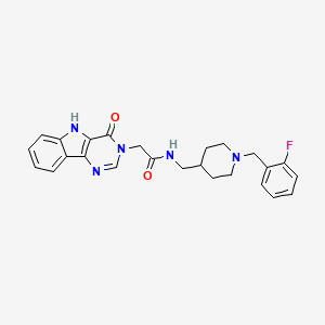 molecular formula C25H26FN5O2 B2652884 N-((1-(2-fluorobenzyl)piperidin-4-yl)methyl)-2-(4-oxo-4,5-dihydro-3H-pyrimido[5,4-b]indol-3-yl)acetamide CAS No. 1105204-11-2