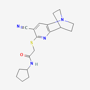 molecular formula C18H22N4OS B2652897 2-[(7-cyano-3,4-dihydro-2H-1,4-ethano-1,5-naphthyridin-6-yl)sulfanyl]-N-cyclopentylacetamide CAS No. 728888-43-5