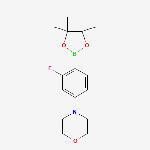 molecular formula C16H23BFNO3 B2652904 4-[3-Fluoro-4-(4,4,5,5-tetramethyl-1,3,2-dioxaborolan-2-YL)phenyl]morpholine CAS No. 1883760-17-5