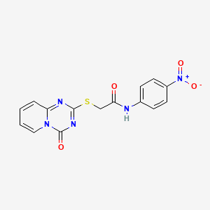 molecular formula C15H11N5O4S B2652914 N-(4-nitrophenyl)-2-({4-oxo-4H-pyrido[1,2-a][1,3,5]triazin-2-yl}sulfanyl)acetamide CAS No. 896327-80-3
