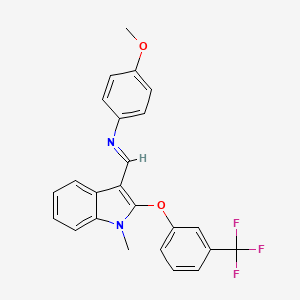 molecular formula C24H19F3N2O2 B2652921 N-(4-methoxyphenyl)-1-[1-methyl-2-[3-(trifluoromethyl)phenoxy]indol-3-yl]methanimine CAS No. 866017-46-1