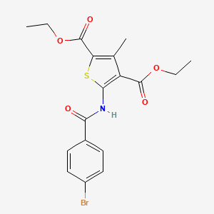 molecular formula C18H18BrNO5S B2652926 Diethyl 5-(4-bromobenzamido)-3-methylthiophene-2,4-dicarboxylate CAS No. 324065-57-8