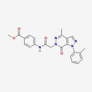 molecular formula C23H21N5O4 B2652948 methyl 4-(2-(4-methyl-7-oxo-1-(o-tolyl)-1H-pyrazolo[3,4-d]pyridazin-6(7H)-yl)acetamido)benzoate CAS No. 941884-58-8