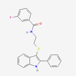 molecular formula C23H19FN2OS B2652958 3-fluoro-N-(2-((2-phenyl-1H-indol-3-yl)thio)ethyl)benzamide CAS No. 850916-46-0