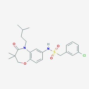 molecular formula C23H29ClN2O4S B2652961 1-(3-chlorophenyl)-N-(5-isopentyl-3,3-dimethyl-4-oxo-2,3,4,5-tetrahydrobenzo[b][1,4]oxazepin-7-yl)methanesulfonamide CAS No. 922059-10-7