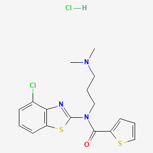 molecular formula C17H19Cl2N3OS2 B2652963 N-(4-CHLORO-1,3-BENZOTHIAZOL-2-YL)-N-[3-(DIMETHYLAMINO)PROPYL]THIOPHENE-2-CARBOXAMIDE HYDROCHLORIDE CAS No. 1215597-34-4