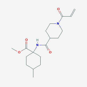 molecular formula C18H28N2O4 B2652967 Methyl 4-methyl-1-[(1-prop-2-enoylpiperidine-4-carbonyl)amino]cyclohexane-1-carboxylate CAS No. 2361596-33-8