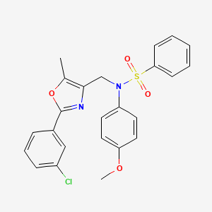 molecular formula C24H21ClN2O4S B2652969 N-{[2-(3-chlorophenyl)-5-methyl-1,3-oxazol-4-yl]methyl}-N-(4-methoxyphenyl)benzenesulfonamide CAS No. 1251616-41-7
