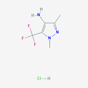 molecular formula C6H9ClF3N3 B2652970 1,3-Dimethyl-5-(trifluoromethyl)-1H-pyrazol-4-amine hydrochloride CAS No. 1855907-39-9