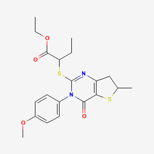 Ethyl 2-[[3-(4-methoxyphenyl)-6-methyl-4-oxo-6,7-dihydrothieno[3,2-d]pyrimidin-2-yl]sulfanyl]butanoate