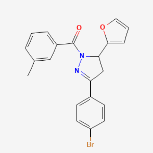 [5-(4-Bromophenyl)-3-(furan-2-yl)-3,4-dihydropyrazol-2-yl]-(3-methylphenyl)methanone