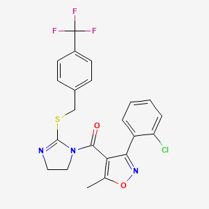 (3-(2-chlorophenyl)-5-methylisoxazol-4-yl)(2-((4-(trifluoromethyl)benzyl)thio)-4,5-dihydro-1H-imidazol-1-yl)methanone