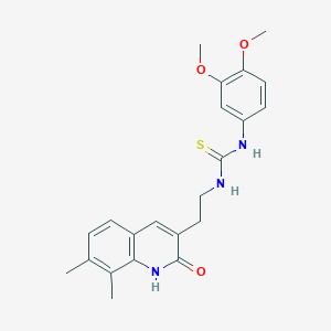 1-(3,4-dimethoxyphenyl)-3-[2-(7,8-dimethyl-2-oxo-1H-quinolin-3-yl)ethyl]thiourea