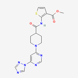 methyl 2-(1-(6-(1H-1,2,4-triazol-1-yl)pyrimidin-4-yl)piperidine-4-carboxamido)thiophene-3-carboxylate