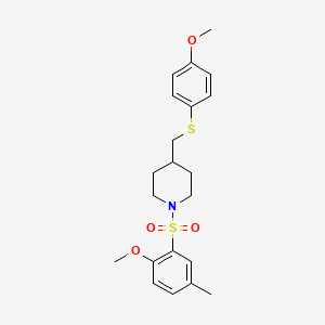 1-((2-Methoxy-5-methylphenyl)sulfonyl)-4-(((4-methoxyphenyl)thio)methyl)piperidine