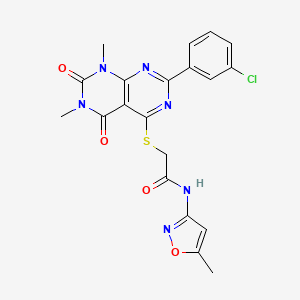 2-((2-(3-chlorophenyl)-6,8-dimethyl-5,7-dioxo-5,6,7,8-tetrahydropyrimido[4,5-d]pyrimidin-4-yl)thio)-N-(5-methylisoxazol-3-yl)acetamide