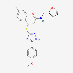 molecular formula C24H24N4O3S B2653085 N-(furan-2-ylmethyl)-3-((3-(4-methoxyphenyl)-1H-1,2,4-triazol-5-yl)thio)-3-(p-tolyl)propanamide CAS No. 690249-02-6