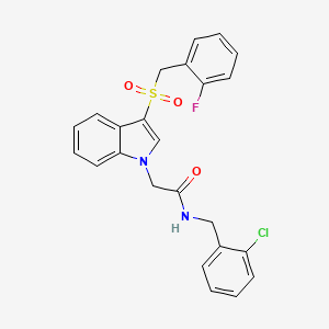 molecular formula C24H20ClFN2O3S B2653108 N-[(2-chlorophenyl)methyl]-2-{3-[(2-fluorophenyl)methanesulfonyl]-1H-indol-1-yl}acetamide CAS No. 893281-85-1