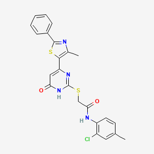 molecular formula C23H19ClN4O2S2 B2653122 N-(2-chloro-4-methylphenyl)-2-{[4-(4-methyl-2-phenyl-1,3-thiazol-5-yl)-6-oxo-1,6-dihydropyrimidin-2-yl]sulfanyl}acetamide CAS No. 1115901-06-8
