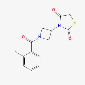 molecular formula C14H14N2O3S B2653123 3-[1-(2-methylbenzoyl)azetidin-3-yl]-1,3-thiazolidine-2,4-dione CAS No. 1798540-36-9